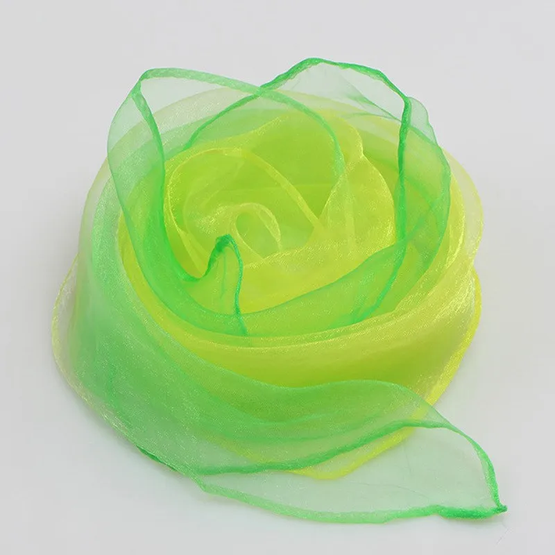 Gradient mały szalik taniec wydajność 50*50cm szalik kobiety dekoracyjne szalik na głowę pasek druku chustka szyi Wrap — zdjęcie 6