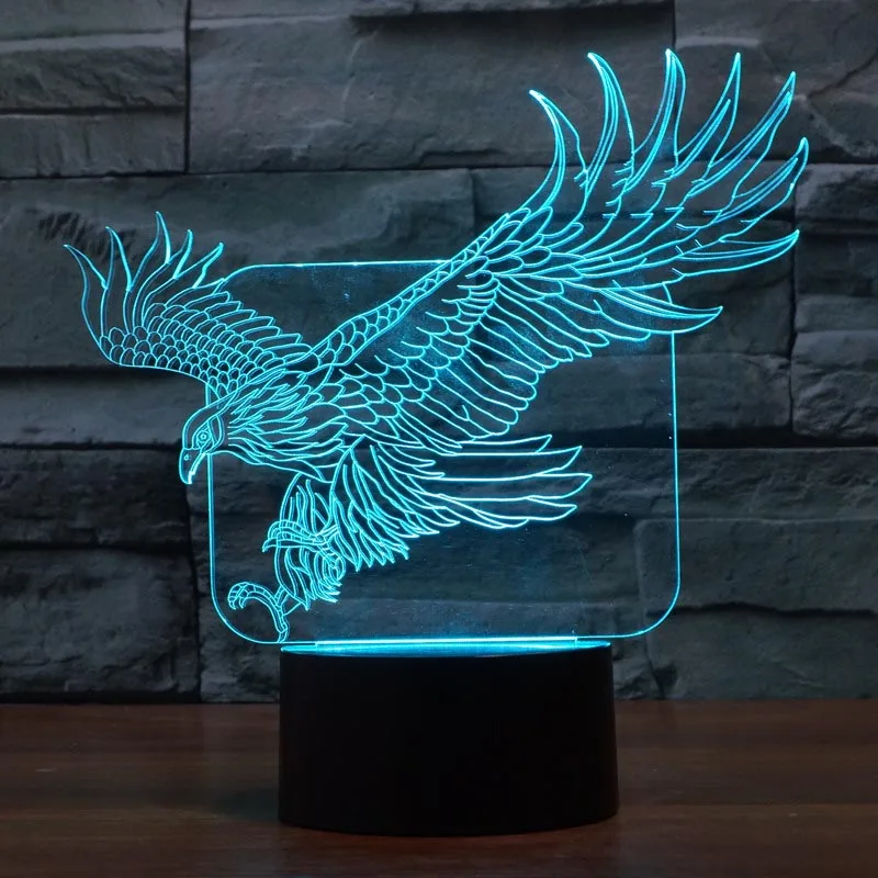 Action figures New Eagle puppy ostrich cartoon colorful 3D touch switch LED lamp gradual vision light illusion lamp