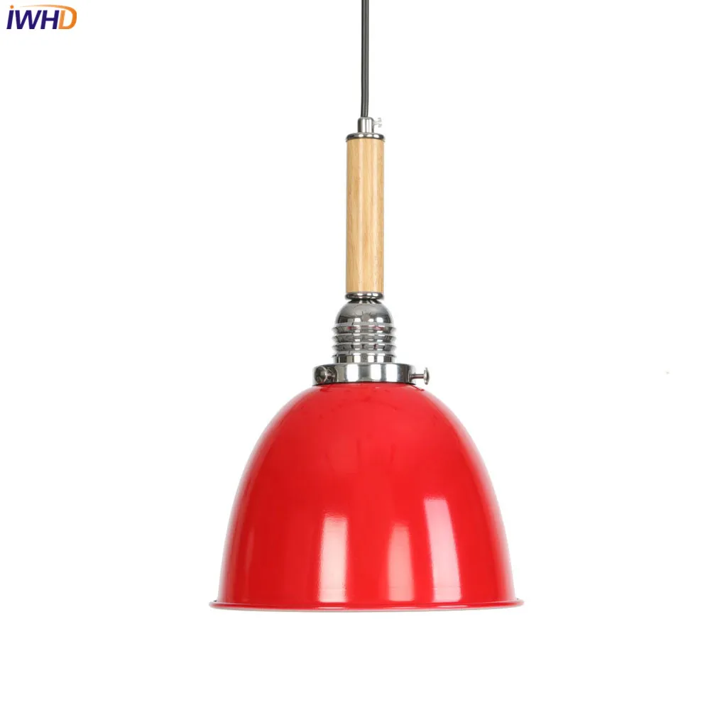 

IWHD Loft Nordic Pendant Lights LED Iron Wooden Hanglamp Industrial Lamp Vintage Hanging Lamp Light Fixtures Luminaire Suspendu