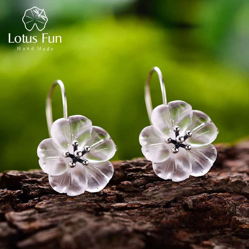 

Женские серьги «цветок под дождем» Lotus Fun, изящные серьги-подвески ручного изготовления из настоящего серебра 925 пробы