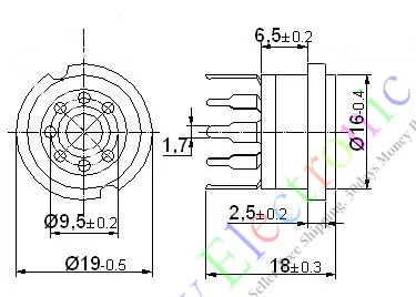 Wholesale and retail 20pcs Gold 7pin PCB Ceramic vacuum tube sockets valve base 12AE6 6AT6 6BK6 12AV6 free shipping