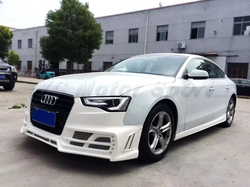 FRP Fiber Glass Front Bumper Fit For 2012-2014 A5 (S-Line) & S5 B8.5 Coupe & SB RW Style Front Bumper Cover with LED