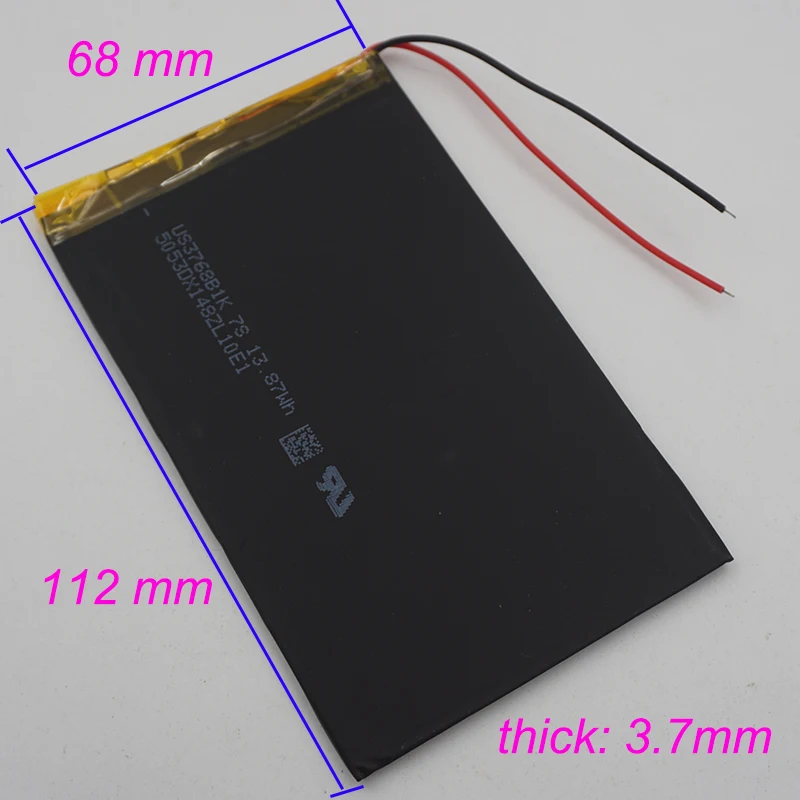 3.7V 3000 mAh 11.1Wh 3768112 Rechargeable Polymer Li Lithium Battery For Phone GPS E-Book PAD Power Bank Portable DVD Tablet PC