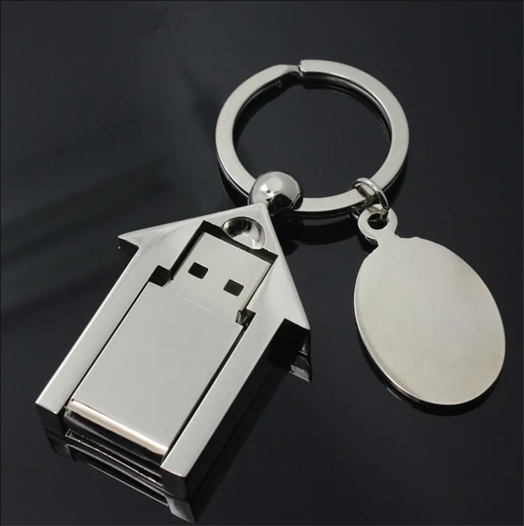 Custom logo USB 2.0 Cute Metal House Shape USB Flash Drive 8GB 16GB 32GB 64GB Usb Memory Stick Pendrive Gift