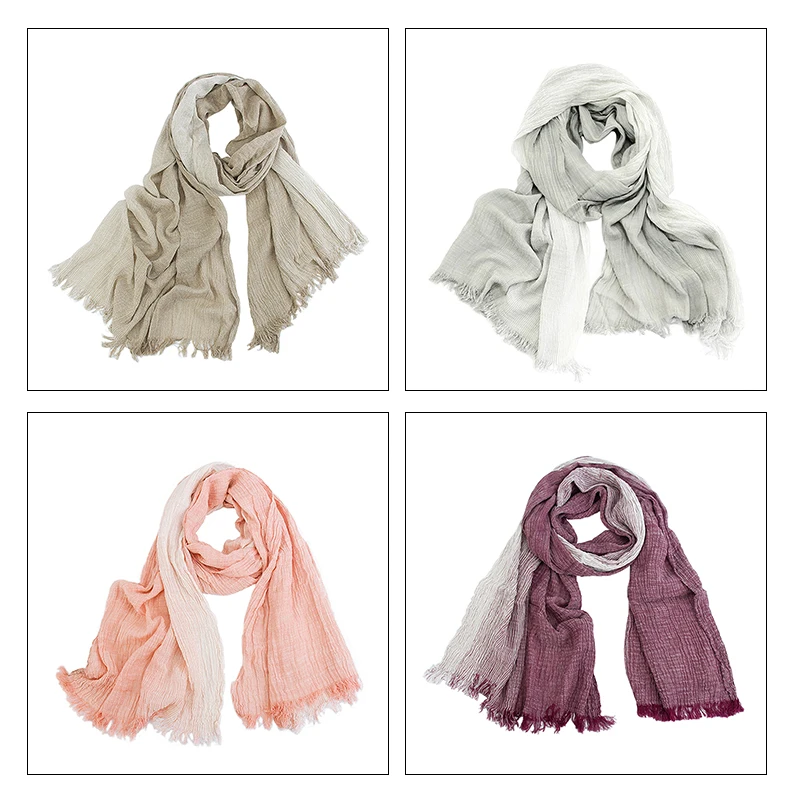 Maikun Scarf for Unisex Blend Gradient Cotton Scarves Soft Tassel Ombre Shawl Warm Bufandas for Men Women