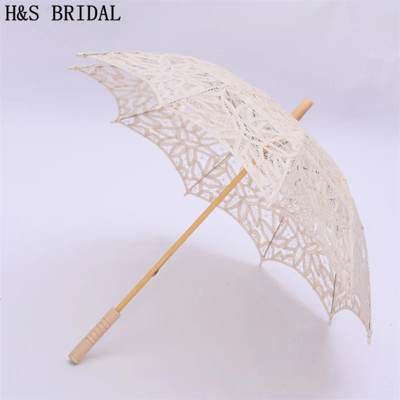 H & s-guarda-sol de noiva bordado, guarda-chuva branco para casamento, material de renda