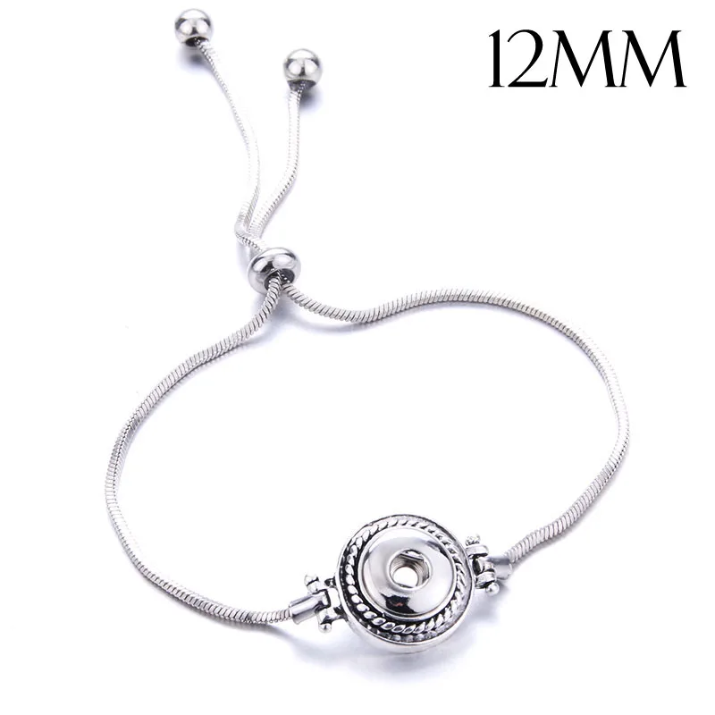 Hot Sale Snaps Jewelry Adjustable Snap Button Bracelet 18mm 12mm Metal Snap Button Charms Bracelets For Women