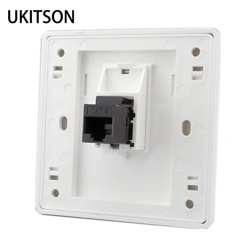 Female ke Female CAT6 RJ45 LAN Faceplate 86x86mm 1 Port 2 kelompok Internet Plug Outlet konektor