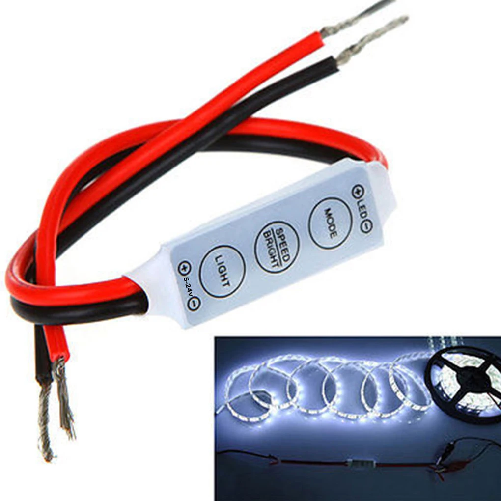 DC 5-24V LED Light 5 Speed Manual Controller Festival Decorative Lamp Dimmer with Wires Button Operation Switch