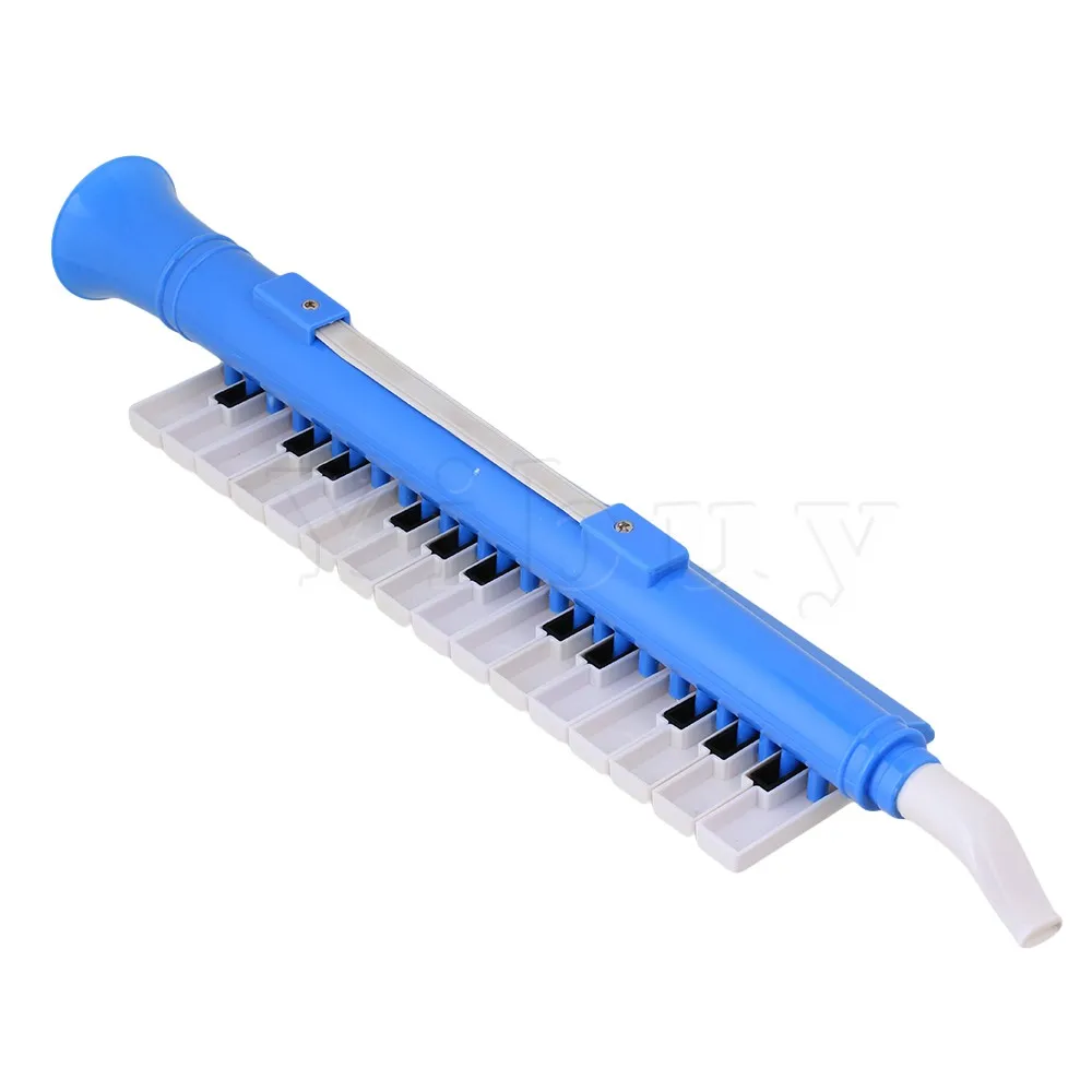 Yibuy Blue Lightweight 27 Keys Note Melodica Wind Piano Mouth Organ Plastic