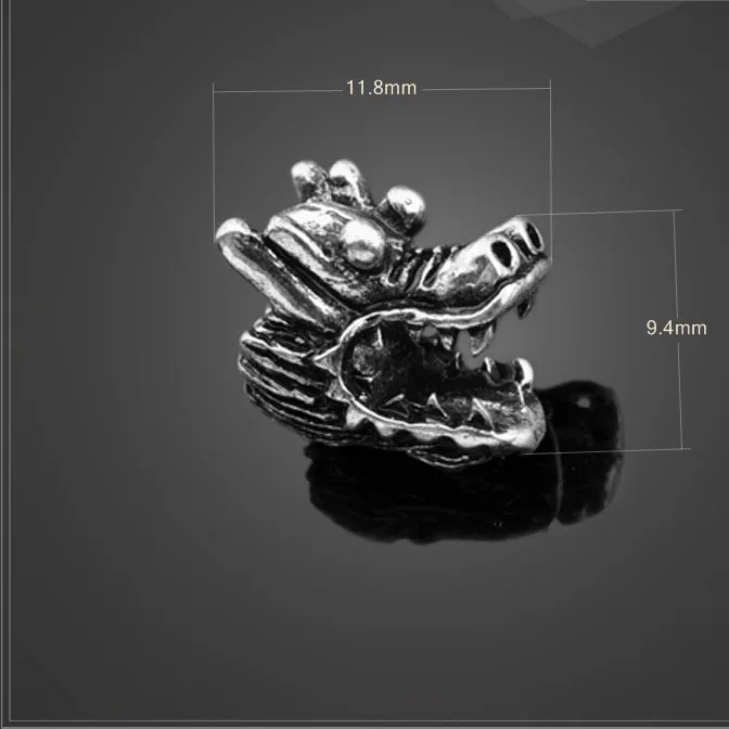High quality 20 PCS/Lot 11.8mm*9.4mm alloy antique silver plated dragon head beads charm for bracelet