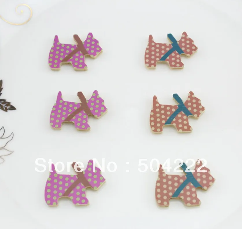 300pcs sale natural Wood pendants charm scottie dog cabochon Decorating chic home decoraton  handmade buttons for diy D25