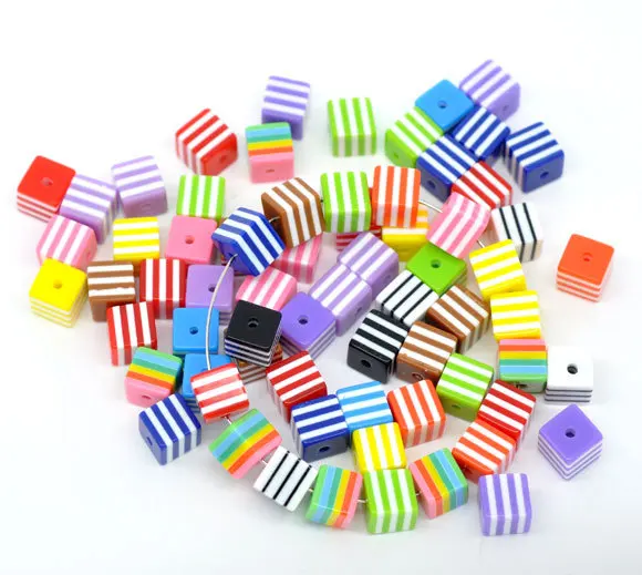 

Free Shipping 200pcs Mixed Striped Cube Resin Spacer Beads 8x8mm Wholesales