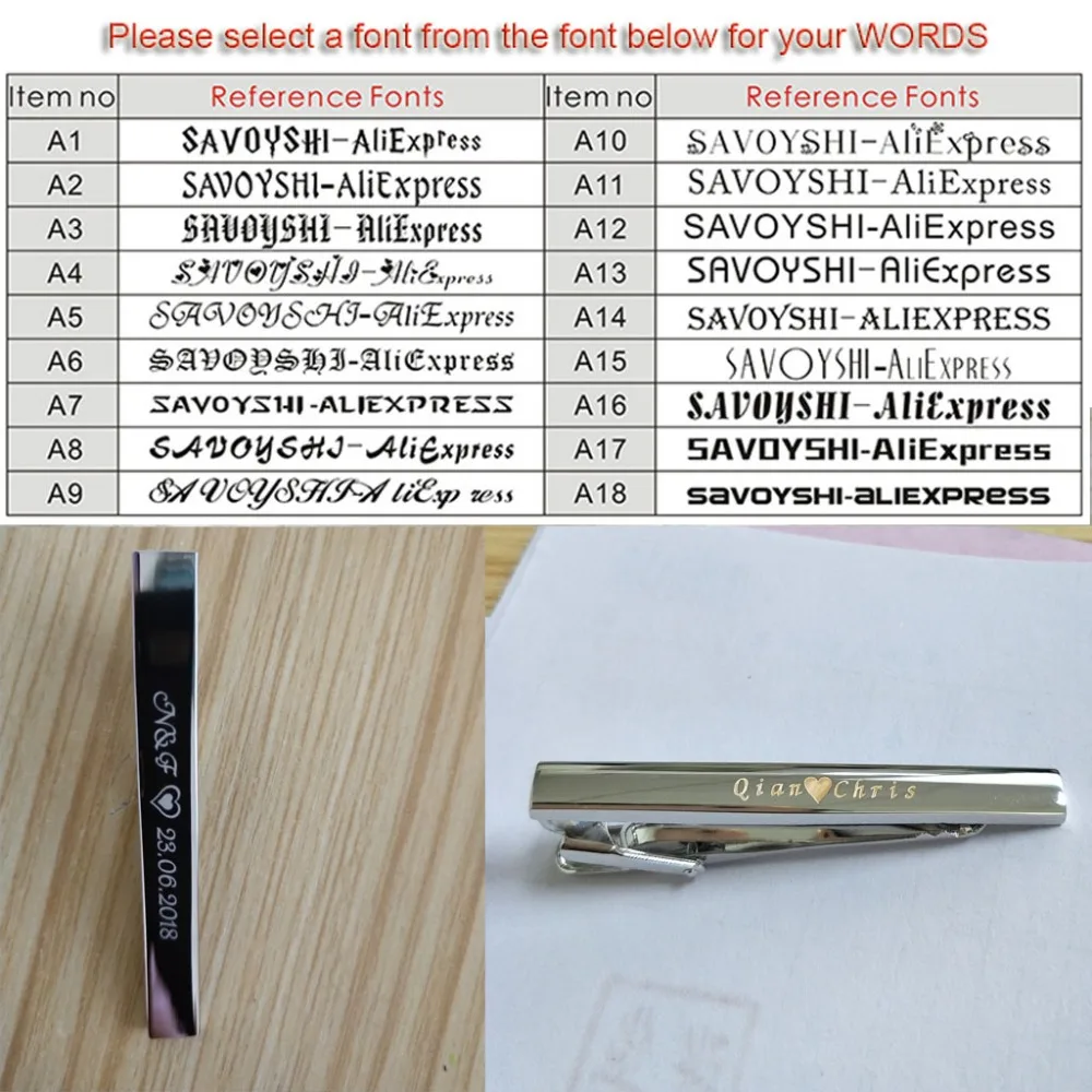 SAVOYSHI Free Carving Name Tie Clip Pin Clasp for Mens Tie Special Gift High Quality Blank Silver Color Tie pins Brand Jewelry