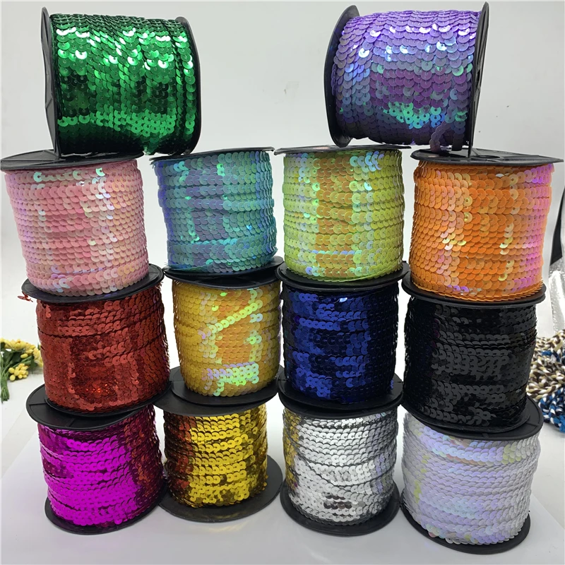 5Yards/Lot 6mm Colorful Sequins Shiny Faceted Loose Sequins Paillettes Sewing Wedding Crafts DIY Scrapbooking Pendant