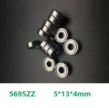 50pcs/lot 5x13x4mm S695ZZ S695 ZZ S695 Z 695ZZ bearing 5*13*4mm Double Metal Cover Stainless Steel Deep Groove Ball Bearing 695