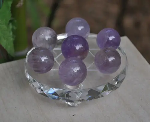 

7pcs NATURAL amethyst QUARTZ CRYSTAL SPHERE BALL Healing+ stand