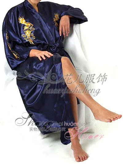 Women Fashion Robe Chinese Kimono Embroider Dragon Kimono Robe Gown With Belt Robe Bath