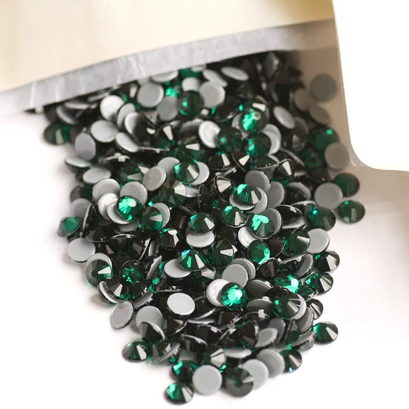 YANRUO 2058HF SS4-SS30 Emerald Strass Hot Fix Rhinestones Flat Back DIY Hotfix Glass Crystal For Jewelry Craft