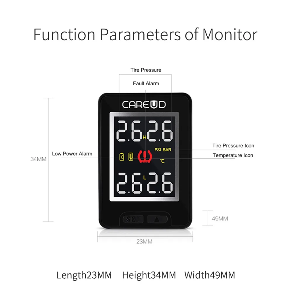 For Honda CAREUD U912 Car electronics Wireless TPMS Tire Pressure Monitoring System Built-in Sensor LCD Display Embedded Monitor