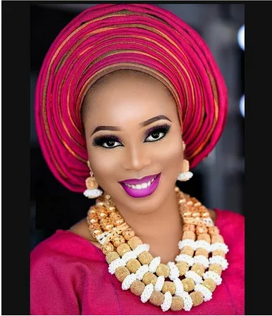 

Free Shipping 2017 Nigerian Women Costume Wedding Statement Necklace Set Fantastic Gold Bridal Beads African Jewelry Set ABH499