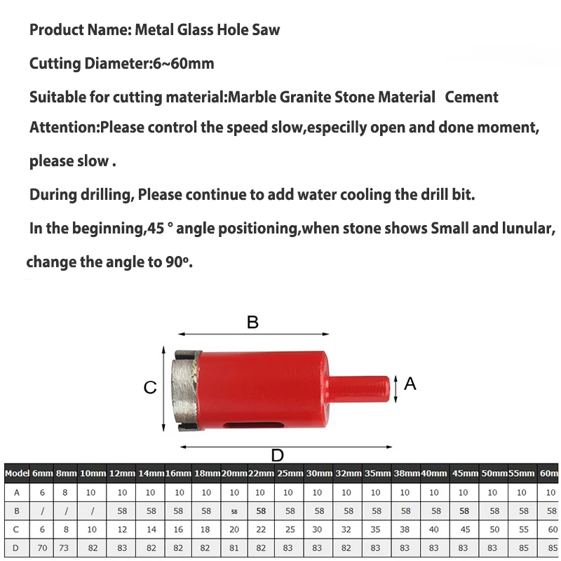 Gogopanda-broca núcleo de 6mm a 60mm, broca para mármore, granito, pedra, material de cimento, sinterização, diamante, frete grátis