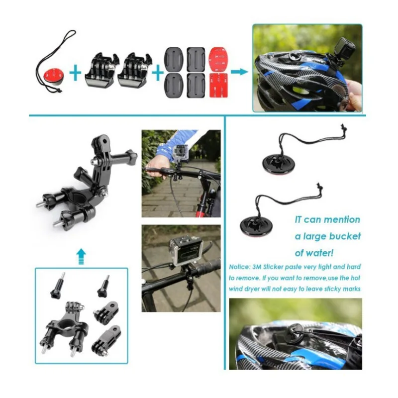 고프로 액세서리 라운드 하단 부력 로드, 조절식 가슴 마운트 하네스 벨트, 고프로 히어로 7 6 5 4 3 + SJcam YI 스포츠 카메라용