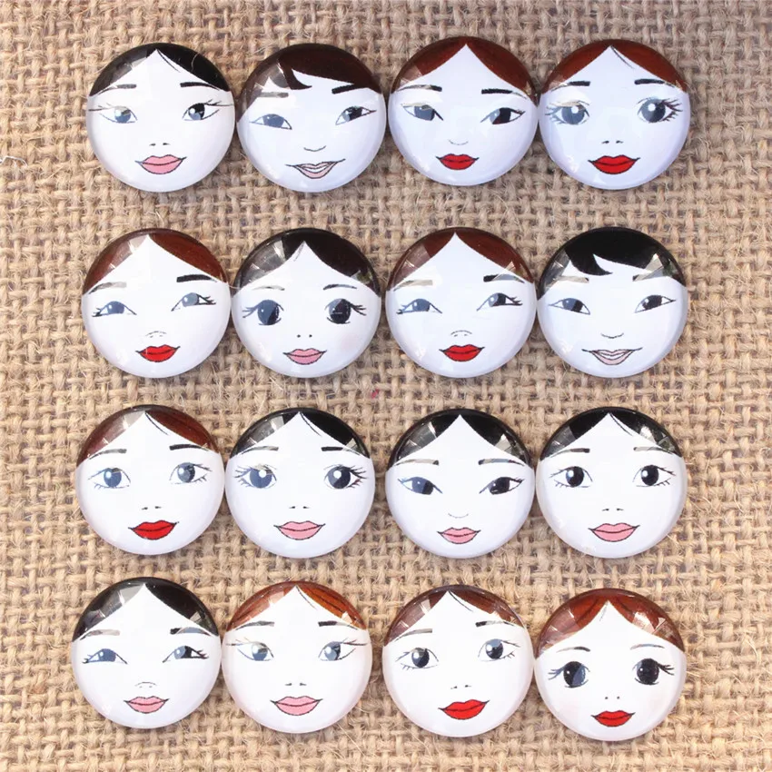 12mm 14mm 16mm 18mm 20mm 25mm 30mm Random Mixed Baby head Matryoshka Round Glass Cabochon Flatback Photo Tray Base Accessories