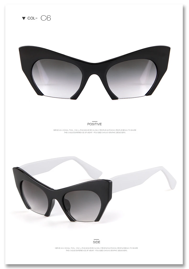 Wer Cutie Frauen Cat Eye Sonnenbrille Marken designer Frau übergroßen halben Rahmen rosa Leopard Sonnenbrille ce Linsen schirme om703 – Detail 10