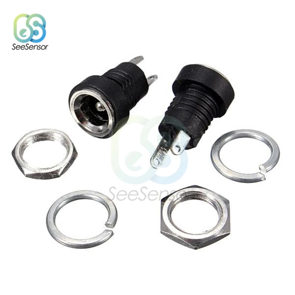 5Pcs DC 12V 3A ตัวเชื่อมต่อแหล่งจ่ายไฟแจ็คซ็อกเก็ตขั้วต่อปลั๊กหญิง2-Pin ปลั๊กอะแดปเตอร์5.5X2.1มม.