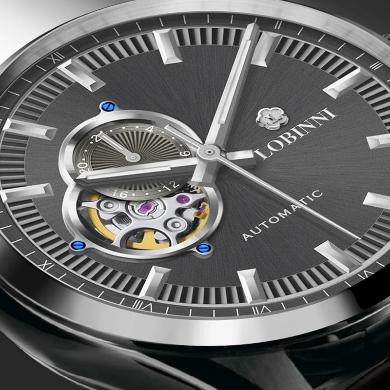

LOBINNI Men's NH37A Movement Automatic Mechanical Watch Luxury Switzerland Sapphire Crystal Dual Skeleton Waterproof L5019A