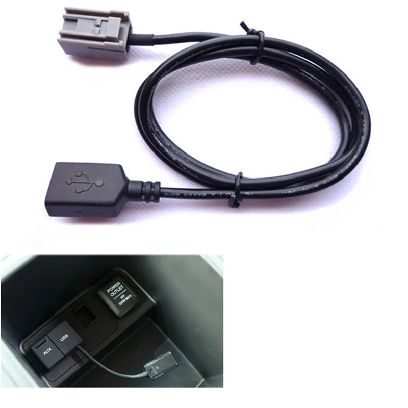 BBQ@FUKA New Auto Car 90cm USB Female Port Cable AUX Adaptor Fit For 2008-2015 Onwards Honda Civic CR-V Accord