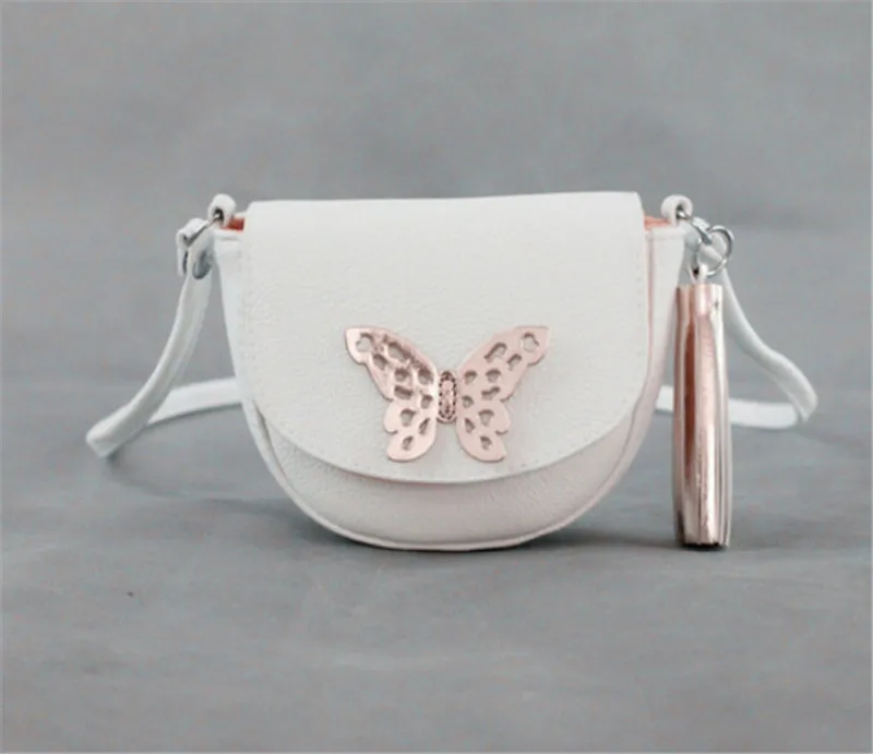 New Fashion Golden Butterfly White Mini Small Shoulder Messenger Bag Crossbody Bags for Girls Kids Accessories Travel Bag