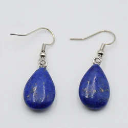 Tear Water Drop Purple crystal Opal Crystal Lazuli Beads Hook Dangle Natural Stone Pendant Earrings Handmade Women Jewelry