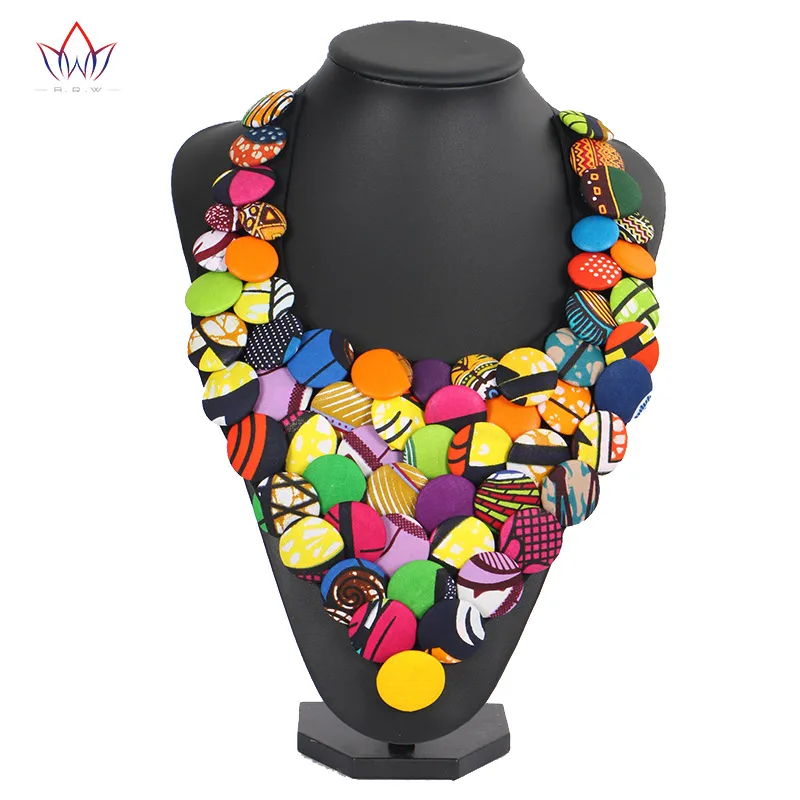 2020 New Design African Ankara Button Triangle Necklace African Clothing African Multi Color Button Covered Necklace WYB076