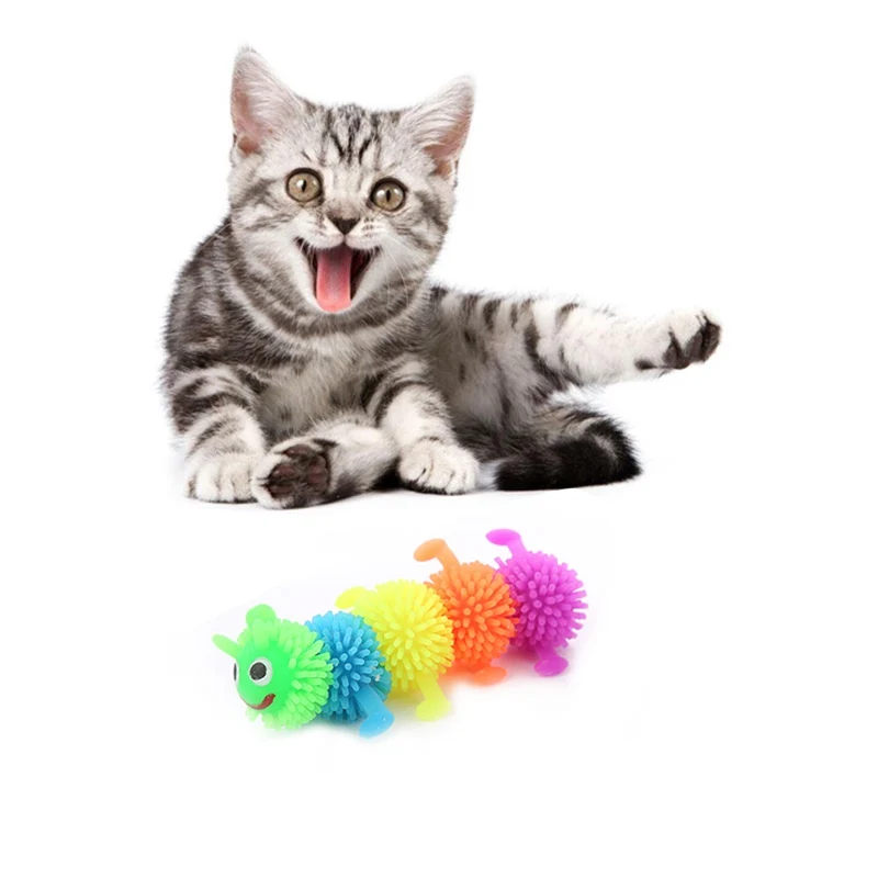 Pet Cat Toys Soft Rubber caterpillar Shape Trick Toys Animal Kitten Playing Toys Cat Pet Accessories