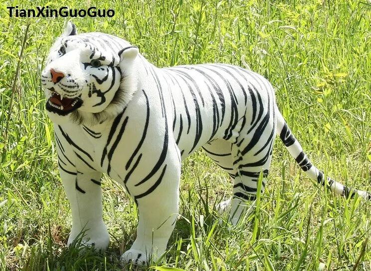 Artificial tiger huge 110x75cmwhite standing tiger plush toy can be rided, creative birthday gift , party docreation gift d2560