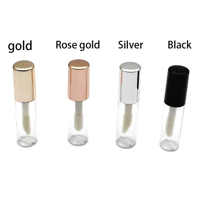 1.2ML 100/20pcs/lot Rose Gold Empty Lip Gloss Tube, DIY Plastic Elegant Liquid Lipstick Container, Round Lipgloss Lip BalmBottle