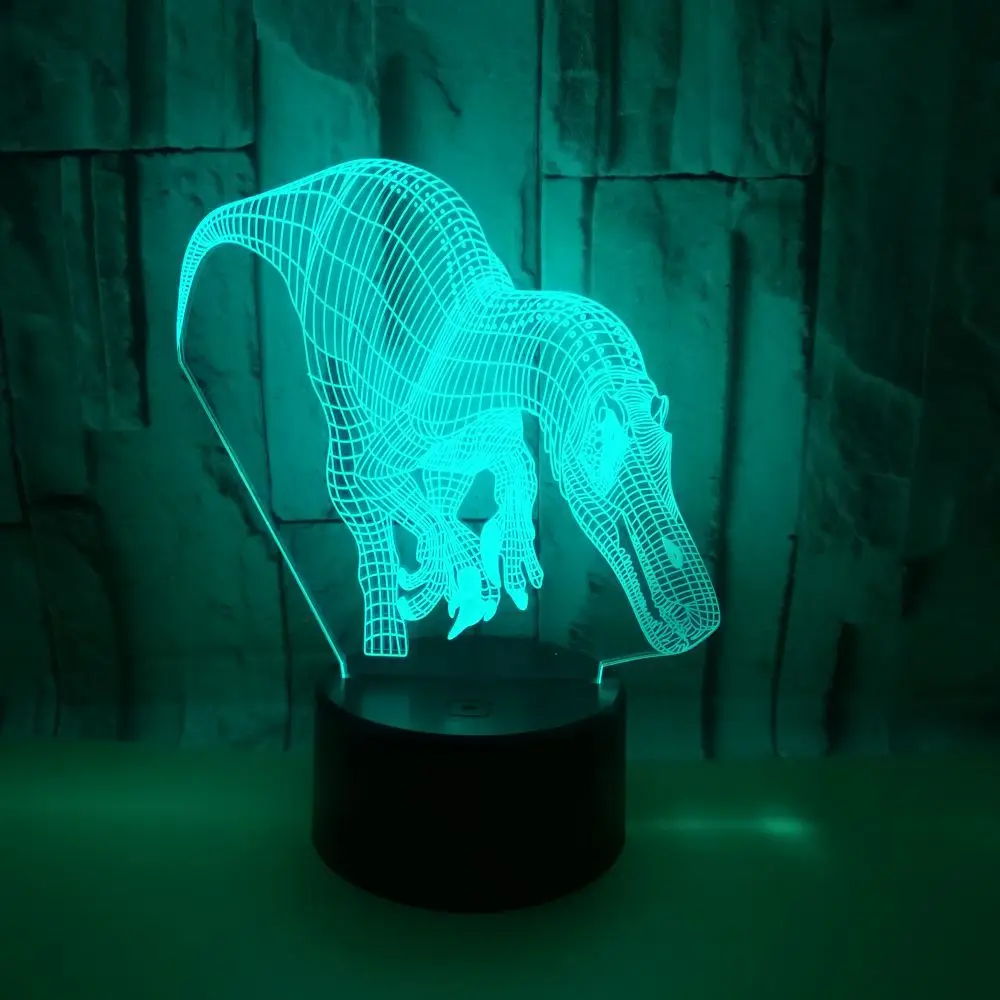 

New Acrylic Illusion 3d Led Table Lamp Dinosaur Touch Colorful 3d LampFactory wholesale 7 color change Deco Lamps