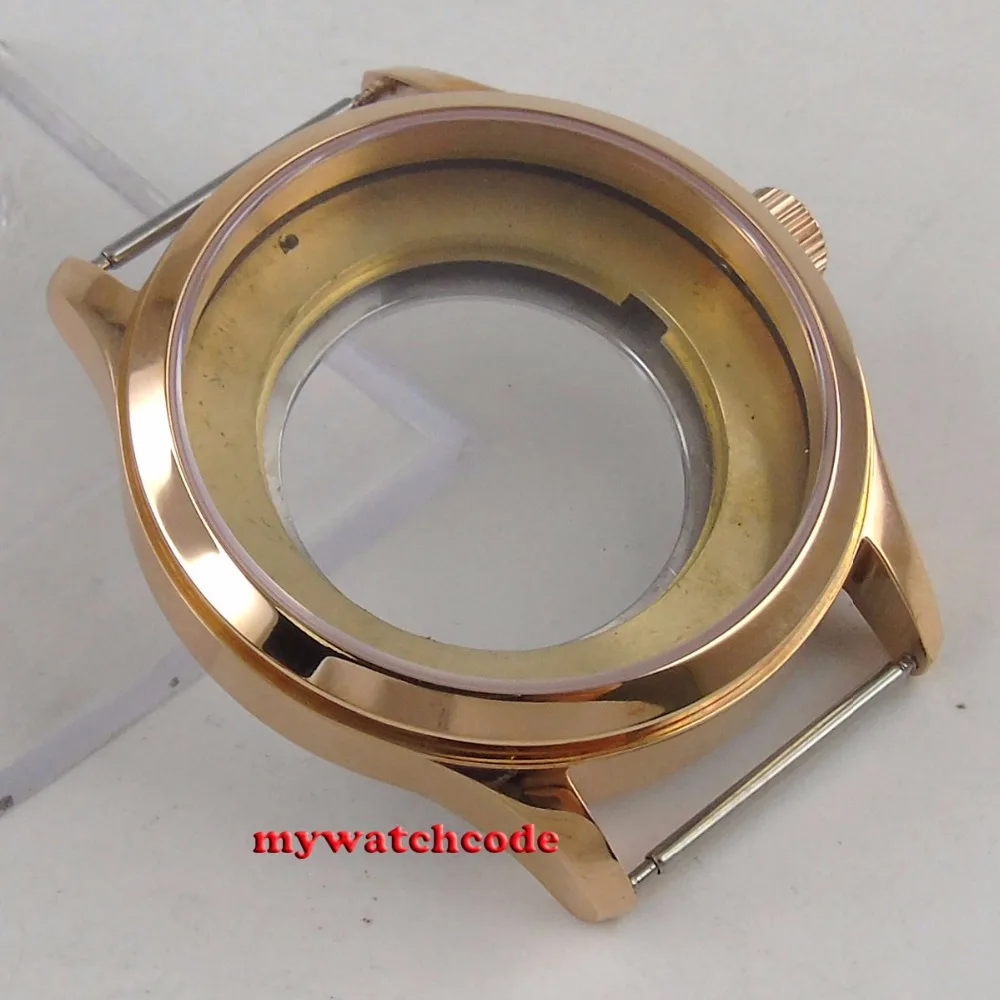 Imagem -02 - Caixa de Relógio Banhada a Ouro Rosê 42 mm Aço 316l Caixa para Relógio Movimento Automático Eta Eta 2824 2836