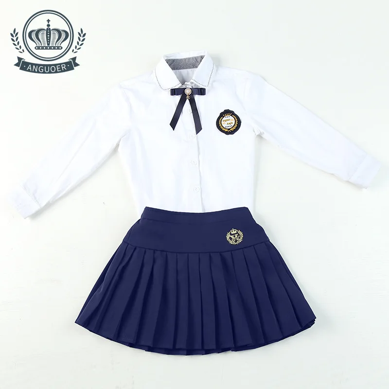 Bambini Uniformi Scolastiche Dei Bambini del Cotone di Usura della Scuola Vestiti Lunghi Del Manicotto Studenti di Estate Scuola Materna Uniformi di Vestito 2 pz D-0598