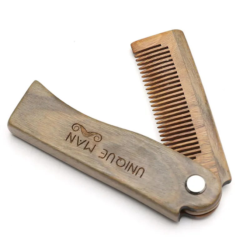 Wooden Hair Comb Natural Sandalwood Comb for Beard Fold Pocket Comb Hair Brush Beard & Mustache Brush for Men peine para barba