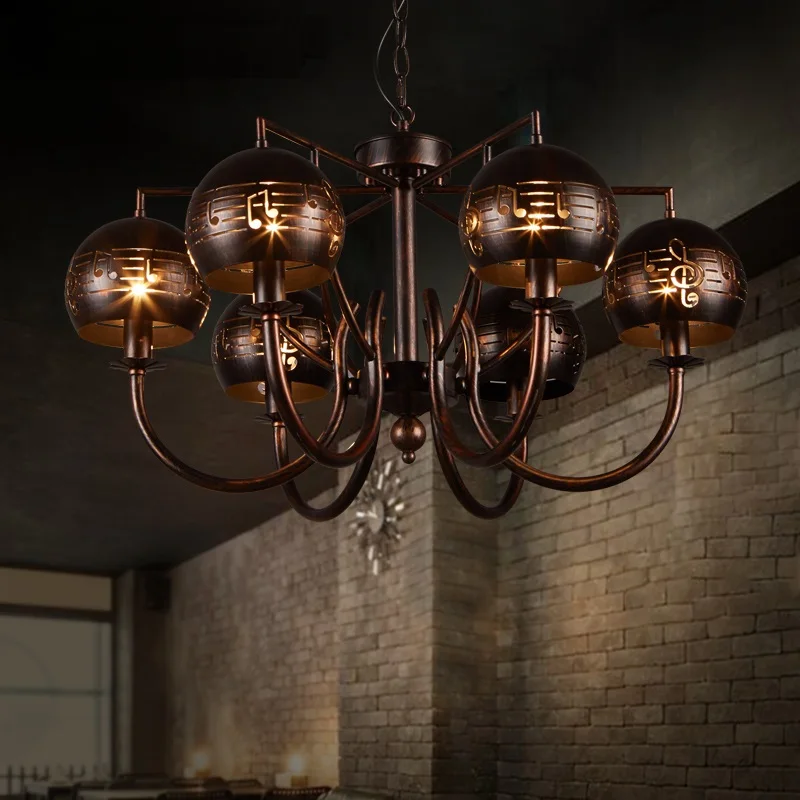 IWHD American Iron Lampara Vintage Pendant Lights Fixtures Loft Vintage Industal Vintage Lighting Lampen 6 Heads Hanging Lamp