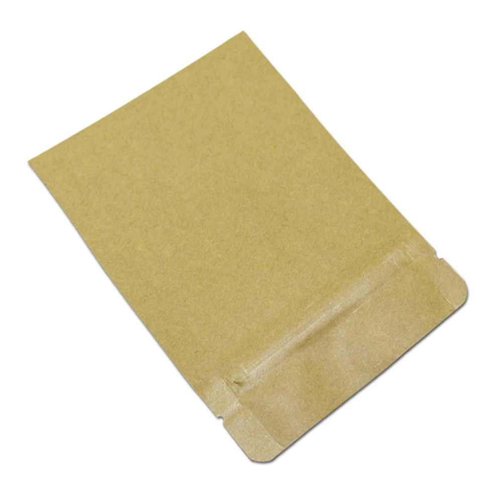 

8x11cm 200Pcs/lot Reclosable Kraft Paper Mylar Foil ZipLock Package Bag Heal Seal Kraft Paper Aluminum Zipper Food Packing Pouch