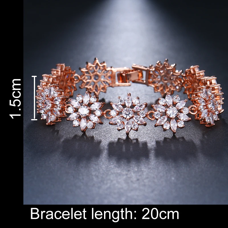 EMMAYA  New Flower Bracelet Micro Paved Shining Tiny CZ Crystal Charming Link Chain for Women Wedding Party Jewelry