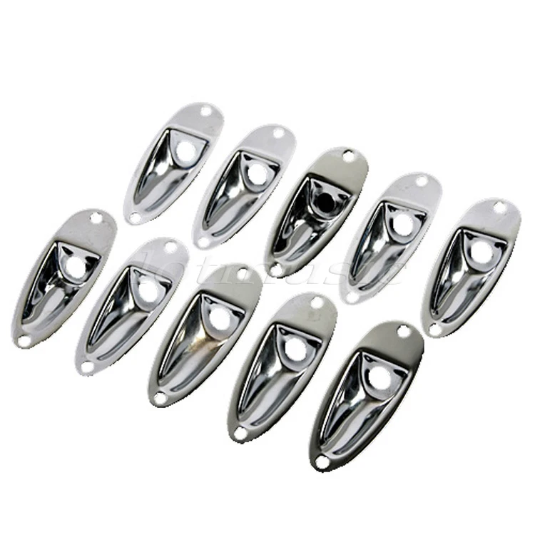 10Pcs Chrome Recessed Jack Plate no Screw Unloaded Jack Plate For Strat Electric Guitar Replacement