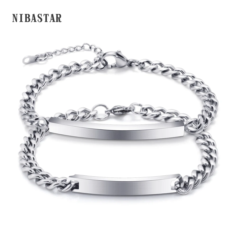 

High Quality Stainless Steel Women Men ID Couple Bracelets&Bangles For Wristband