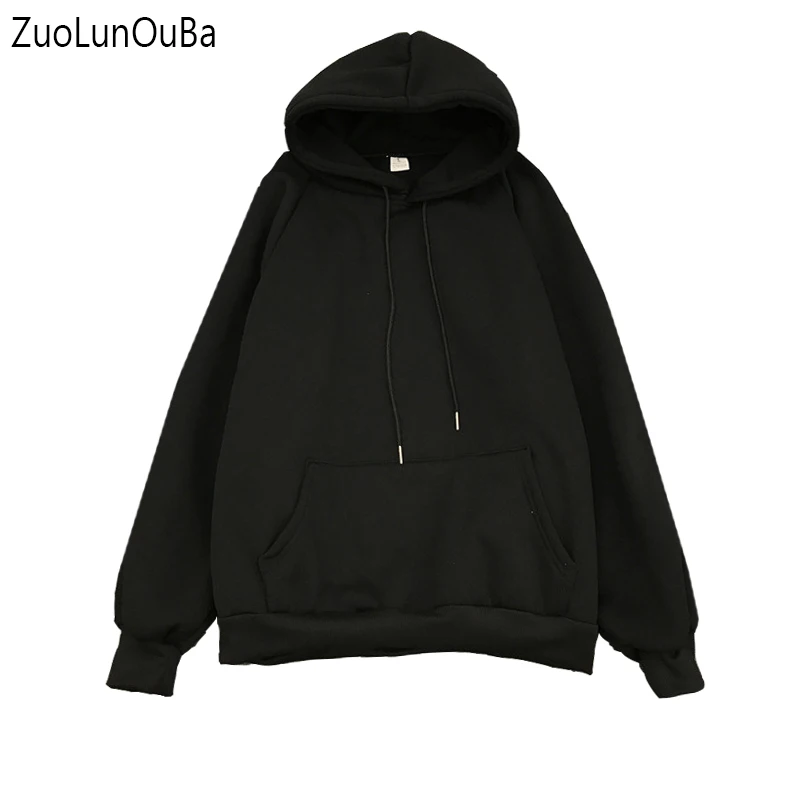 

Zuolunouba Winter Casual Black Coat Fleece Women Hoodies Sweatshirts Long Sleeve Girl Pullovers Loose Cute Hooded Female Thick