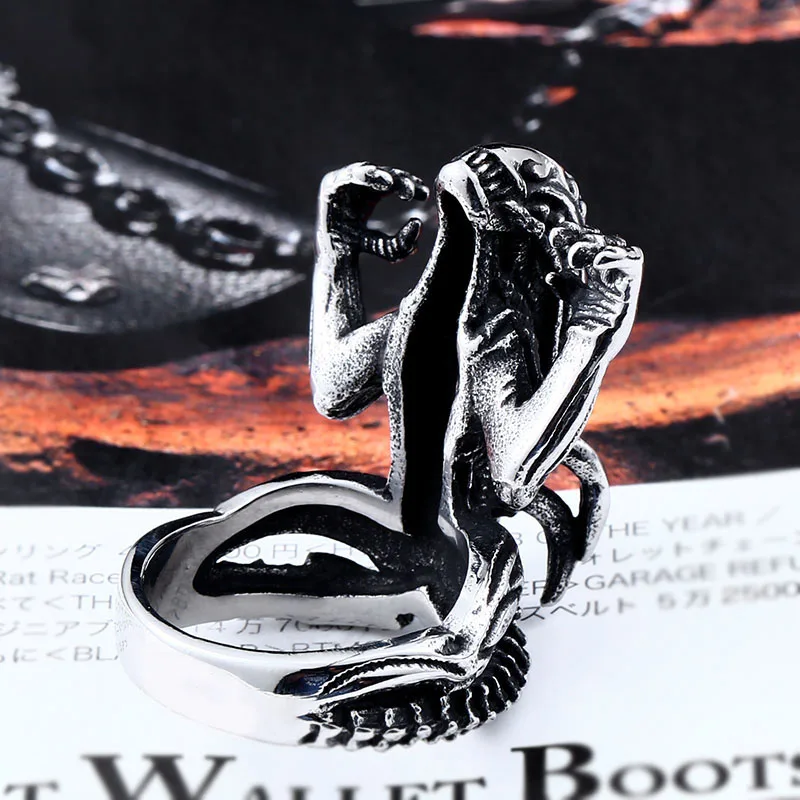 Beier 316L Stainless Steel Alien Predator Finger Rings For Men Gothic Style Movie Jewerly BR8-540