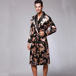 SSH0127 Frühling Herbst herren Bademäntel Gedruckt Männlichen Pyjamas Vollen Ärmeln Nachtwäsche Nachtwäsche Satin Seide Robe Pyjama Gürtel Männer Robe